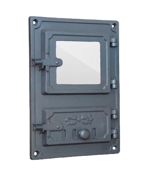 Innbee® Backofentür 375x275 mm Gusseisen Küchentür mit Glas Luftzufuhrregulierung Ofen In-1622